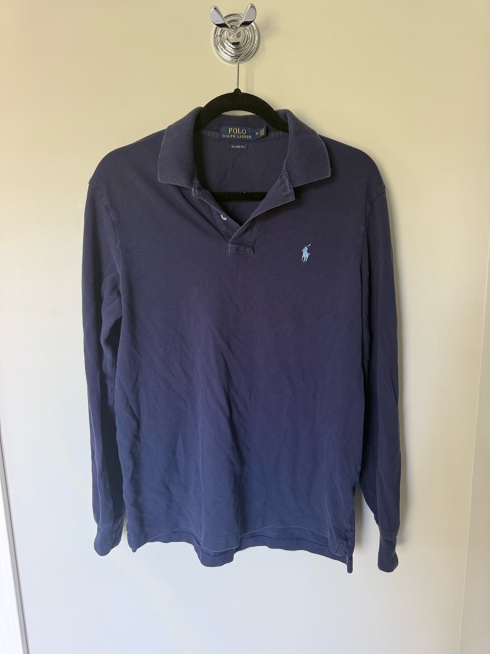 Vintage Men’s Polo Ralph Lauren Men's Long-Sleeve Classic Fit Polo - Navy Blue